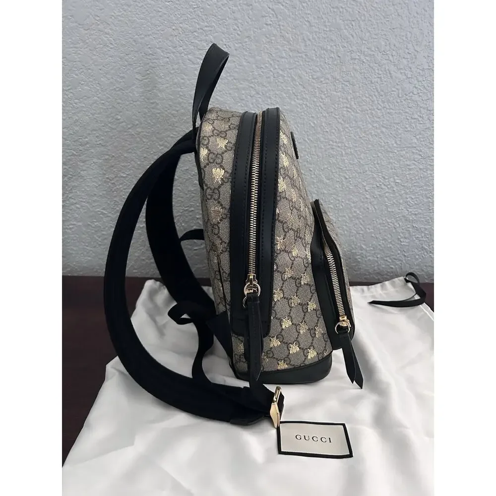 AUTHENTIC GUCCI GG SUPREME MONOGRAM BEES PRINT SMALL BACKPACK 427042